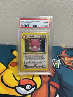 Pokemon Blissey 1st Edition Neo Revelation Holo 2/64 Swirl PSA 8 (55921133) - Image 1