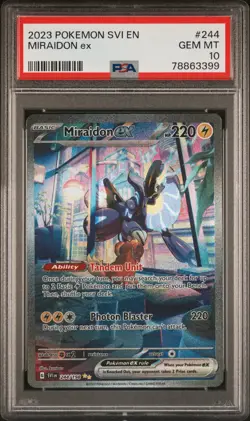 Pokemon Miraidon ex SIR 244/198 SV01: Scarlet & Violet Base Set PSA 10 GEM - Image 1