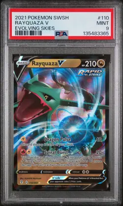 2021 POKEMON SWORD & SHIELD EVOLVING SKIES #110 RAYQUAZA V PSA 9 - Image 1