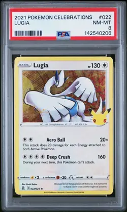 2021 POKEMON CELEBRATIONS #022 LUGIA PSA 8 - Image 1