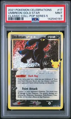 2021 POKEMON CELEBRATIONS CLASSIC COLLECTION #17 UMBREON-GOLD STAR PSA 9 - Image 1