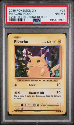 2016 POKEMON XY EVOLUTIONS CRACKED ICE #35 PIKACHU-HOLO PSA 8 - Image 1