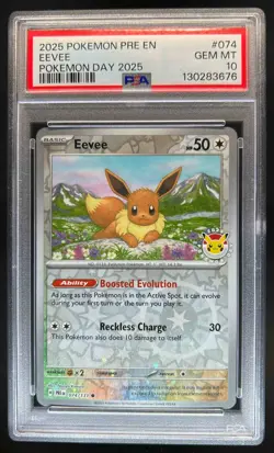 2025 Pokemon Eevee Pokemon Day Reverse Holo #074/131 PSA 10 - Image 1