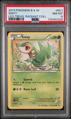 2013 POKEMON BLACK & WHITE LEGEND TREASURES RADIANT COLLECTION #RC1 SNIVY PSA 8 - Image 1