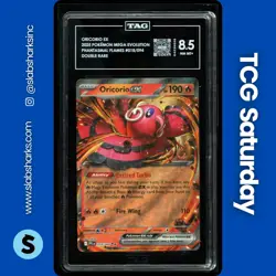 2025 POKEMON PHANTASMAL FLAMES #018/094 ORICORIO EX DOUBLE RARE TAG 8.5 - Image 1