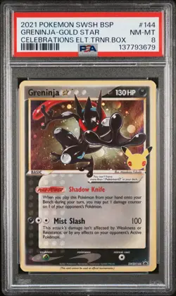 2021 POKEMON SWSH BLACK STAR PROMO #144 GRENINJA-GOLD STAR PSA 8 - Image 1