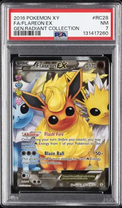 2016 POKEMON XY GENERATIONS RADIANT COLL #RC28 FULL ART/FLAREON EX PSA 7 - Image 1