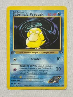 Sabrina's Psyduck 99/132 Common Gym Challenge Pokemon First Edition HP - Image 1