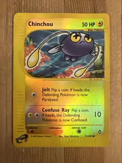 Chinchou 71/147 REVERSE HOLO Pokemon Aquapolis Vintage WOTC E Series DMG 2003 - Image 1