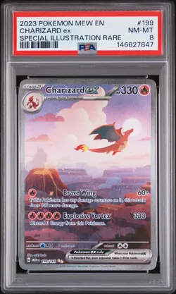 2023 POKEMON MEW EN-151 SPECIAL ILLUSTRATION RARE #199 CHARIZARD EX PSA 8 - Image 1