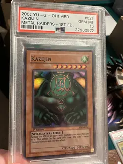 2002 Yu-Gi-Oh! Kazejin Metal Raiders MRD 1st Edition Super Rare PSA 10 - Image 1