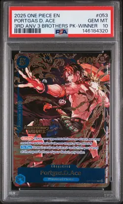 2025 ONE PIECE 3RD ANNIV TOURNAMENT 3 BROTHERS PACK WINNER PORTGAS D. ACE PSA 10 - Image 1