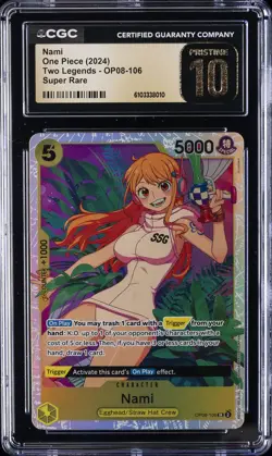 2024 ONE PIECE TWO LEGENDS SUPER RARE #OP08-106 NAMI CGC 10 PRISTINE - Image 1