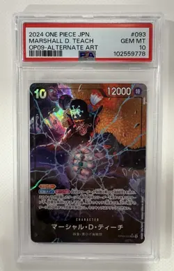 One Piece CCG Bandai Marshall D. Teach OP09-093 Alternate Art (PSA 10) - Image 1