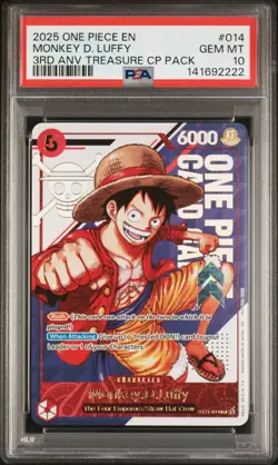 2025 ONE PIECE 3RD ANNIVERSARY! TREASURE PACK #014 MONKEY D. LUFFY PSA 10 - Image 1