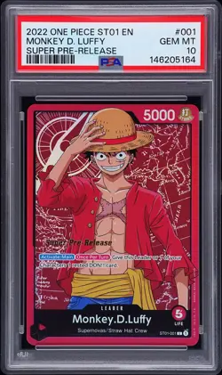 2022 ONE PIECE STARTER DECK ST01-STRAW HAT CREW #001 MONKEY D. LUFFY PSA 10 - Image 1