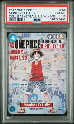 2026 ONE PIECE PROMOS COLLEGE BASKETBALL : US VOYAGE MONKEY D. LUFFY PSA 10 - Image 1
