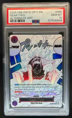 2025 One Piece A Fist of Divine Speed Gear Two Alt Art #OP11-080 PSA 10 - Image 1