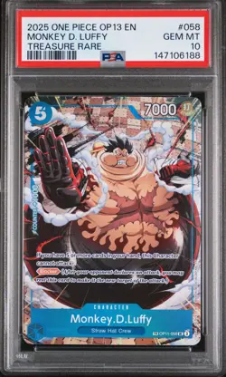 2025 ONE PIECE OP13-CARRYING ON HIS WILL TREASURE RARE MONKEY D. LUFFY PSA 10 - Image 1