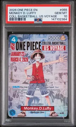 2026 ONE PIECE PROMOS COLLEGE BASKETBALL: US VOYAGE MONKEY D. LUFFY PSA 10 - Image 1