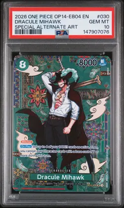 2026 ONE PIECE OP14-EB04-THE AZURE SEA'S SEVEN ALT ART#030 DRACULE MIHAWK PSA 10 - Image 1
