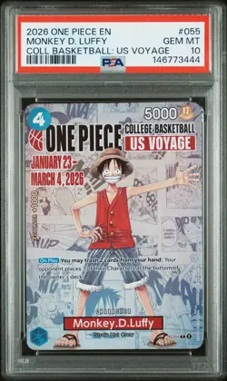 2026 ONE PIECE PROMOS COLLEGE BASKETBALL : US VOYAGE MONKEY D. LUFFY PSA 10 - Image 1