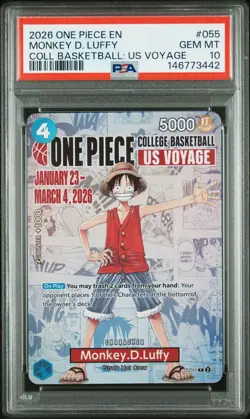 2026 ONE PIECE PROMOS COLLEGE BASKETBALL : US VOYAGE MONKEY D. LUFFY PSA 10 - Image 1