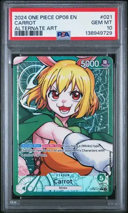 2024 ONE PIECE OP08-TWO LEGENDS ALTERNATE ART #021 CARROT PSA 10 - Image 1