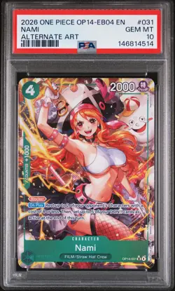 2026 ONE PIECE OP14-EB04-THE AZURE SEA'S SEVEN ALTERNATE ART #031 NAMI PSA 10 - Image 1