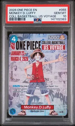 2026 ONE PIECE PROMOS COLLEGE BASKETBALL : US VOYAGE MONKEY D. LUFFY PSA 10 - Image 1