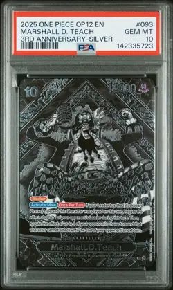 2025 ONE PIECE LEGACY OF THE MASTER 3RD ANNIV-SILVER MARSHALL D. TEACH PSA 10 - Image 1