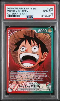 2025 ONE PIECE OP13-CARRYING ON HIS WILL ALTERNATE ART MONKEY D. LUFFY PSA 10 - Image 1