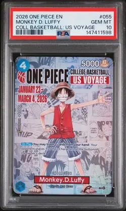 2026 ONE PIECE PROMOS COLLEGE BASKETBALL: US VOYAGE MONKEY D. LUFFY PSA 10 - Image 1