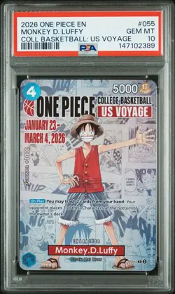 2026 ONE PIECE PROMOS COLLEGE BASKETBALL: US VOYAGE MONKEY D. LUFFY PSA 10 - Image 1