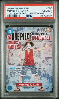 2026 ONE PIECE PROMOS COLLEGE BASKETBALL: US VOYAGE MONKEY D. LUFFY PSA 10 - Image 1