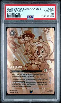 2024 DISNEY LORCANA AZURITE SEA ENCHANTED CHIP 'N' DALE RECOVERY RANGERS PSA 10 - Image 1