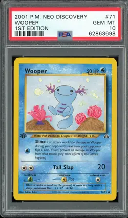 PSA 10 Wooper 1st Edition Neo Discovery 71/75 Pokemon Card - Image 1