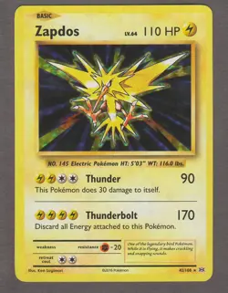 Zapdos 42/108 Rare Holo XY Evolutions Pokemon Card NM 2016 Base Set Art - Image 1