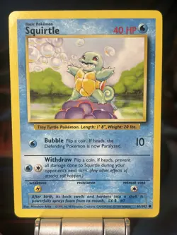 Squirtle 63/102 1999 Base Set Non-Holo English Pokemon Card - Image 1