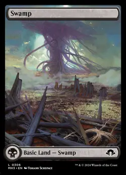 MTG Modern Horizons 3 *FOIL* FULL ART L Swamp #0306 - Image 1