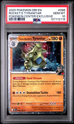 2025 POKEMON DRI EN-DESTINED RIVALS #096 TEAM ROCKET'S TYRANITAR PSA 10 - Image 1
