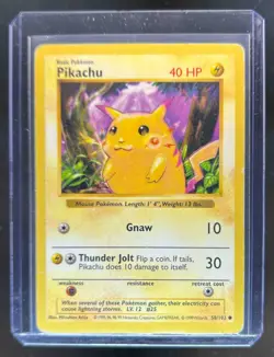 1999 Pokemon Shadowless Pikachu #58/102 - Image 1