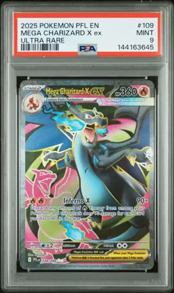 2025 POKEMON PFL EN-PHANTASMAL FLAMES ULTRA RARE #109 MEGA CHARIZARD X EX PSA 9 - Image 1