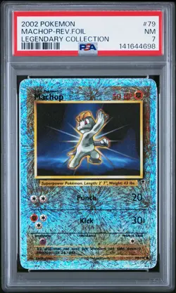 2002 POKEMON LEGENDARY COLLECTION #79 MACHOP-REVERSE FOIL PSA 7 - Image 1
