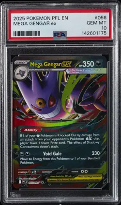 2025 POKEMON PFL EN-PHANTASMAL FLAMES #056 MEGA GENGAR EX PSA 10 - Image 1