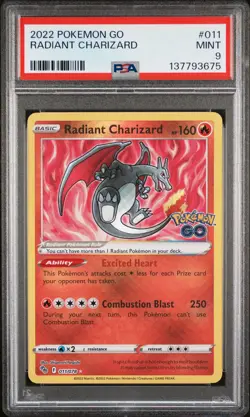 2022 POKEMON GO #011 RADIANT CHARIZARD PSA 9 - Image 1