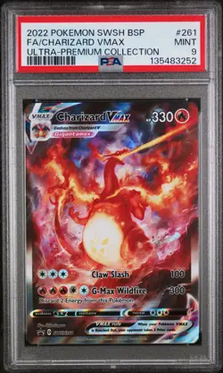 2022 POKEMON SWSH BLACK STAR PROMO #261 FULL ART/CHARIZARD VMAX PSA 9 - Image 1