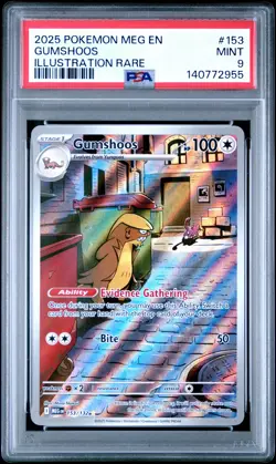 2025 POKEMON MEG EN-MEGA EVOLUTION ILLUSTRATION RARE #153 GUMSHOOS PSA 9 - Image 1