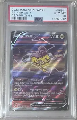 Pokemon Raikou v GG41/GG70 SWSH Crown Zenith Galarian Gallery PSA 10 - Image 1