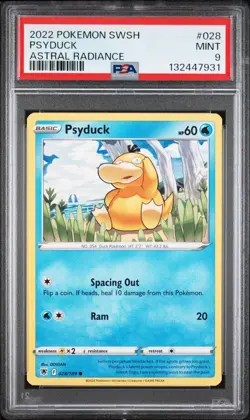 2022 Pokemon Psyduck 028/189 Sword & Shield Astral Radiance PSA 9 - Image 1